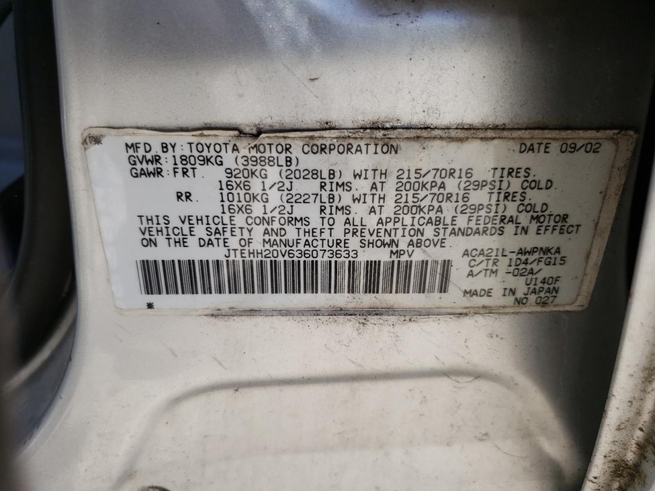 JTEHH20V636073633 2003 Toyota Rav4