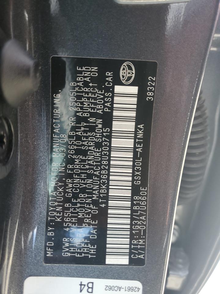 4T1BK36B28U303715 2008 Toyota Avalon Xl