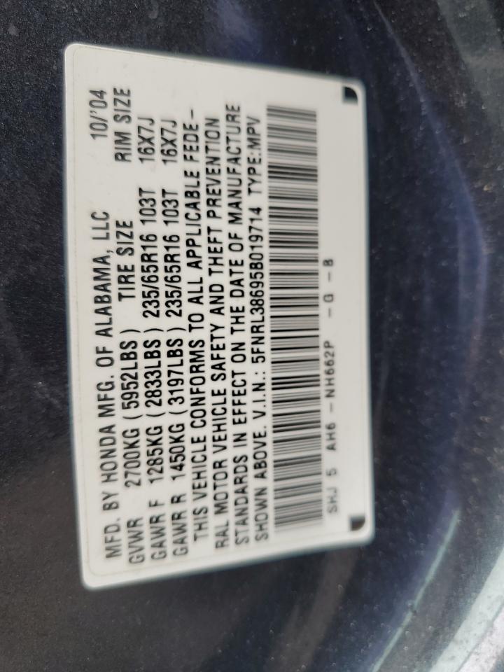 5FNRL38695B019714 2005 Honda Odyssey Exl