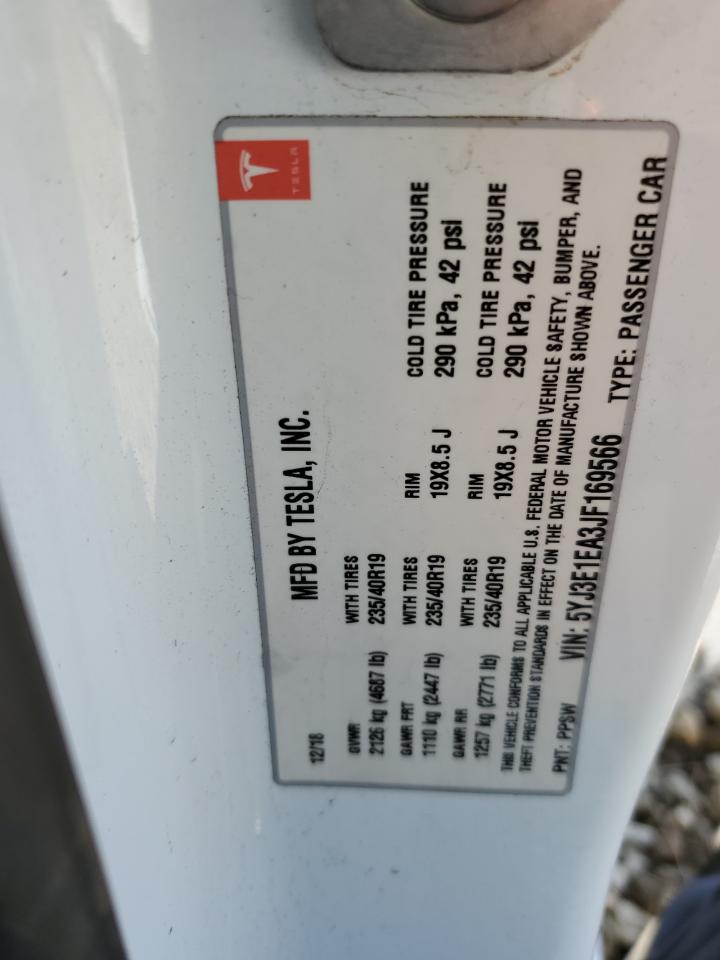 5YJ3E1EA3JF169566 2018 Tesla Model 3