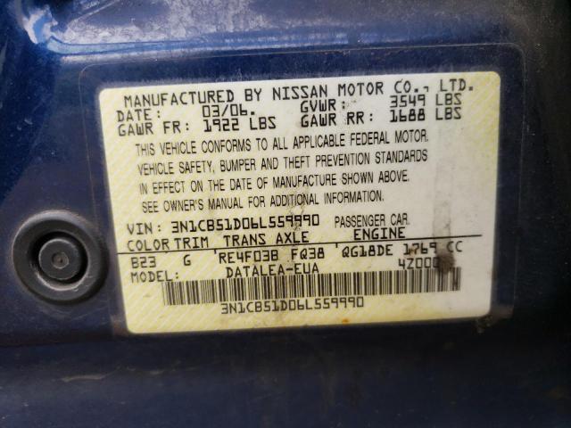 2006 Nissan Sentra 1.8 VIN: 3N1CB51D06L559990 Lot: 53154134