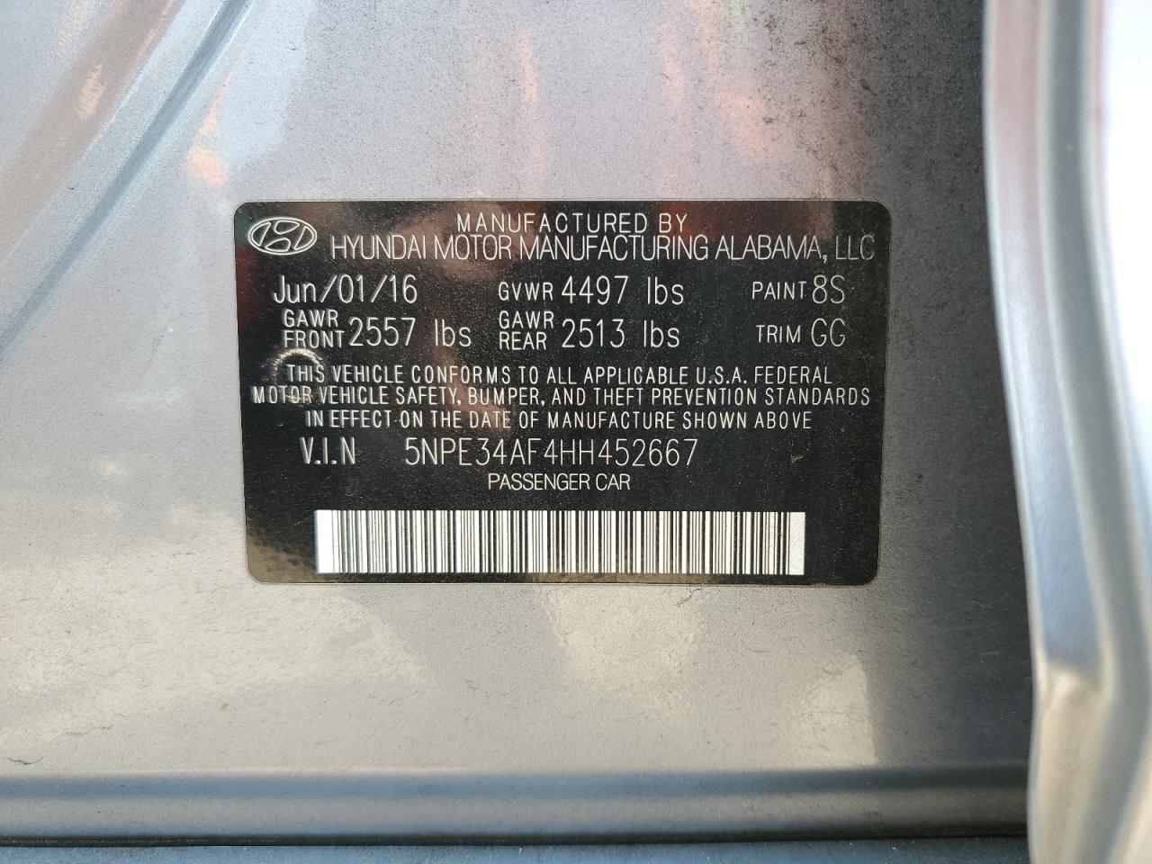 5NPE34AF4HH452667 2017 Hyundai Sonata Sport