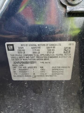 2016 Chevrolet Equinox Lt VIN: 2GNFLFEK0G6102311 Lot: 53335384