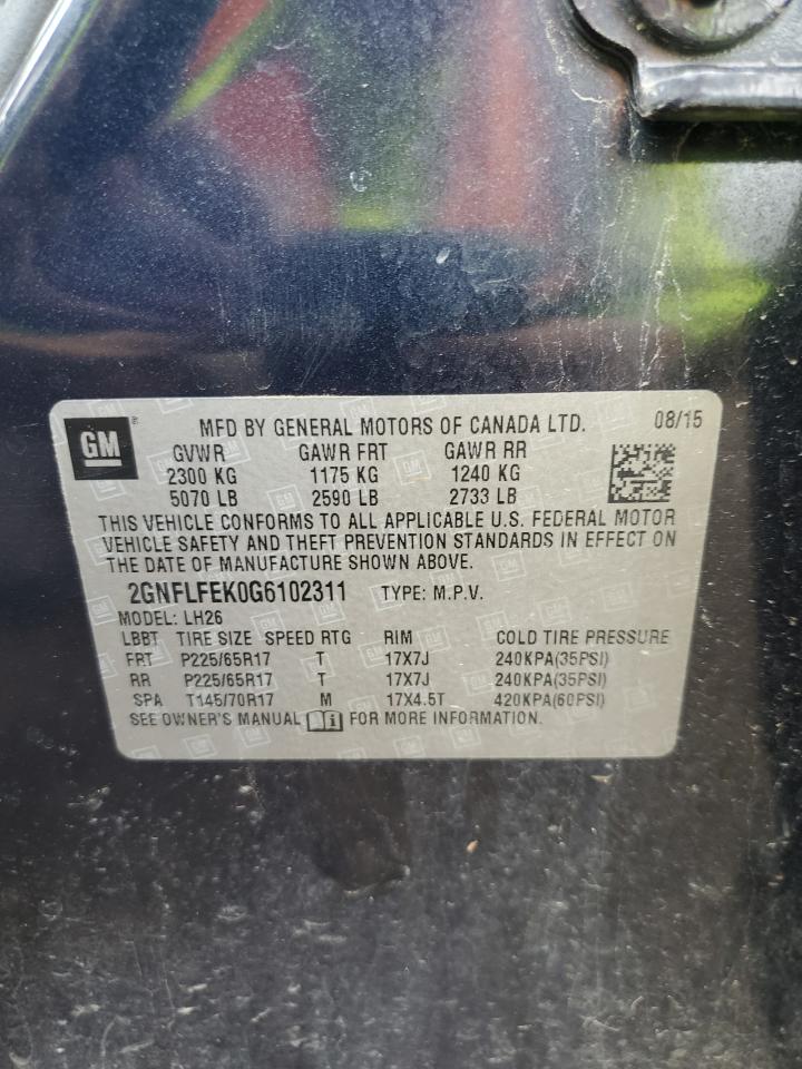 2GNFLFEK0G6102311 2016 Chevrolet Equinox Lt