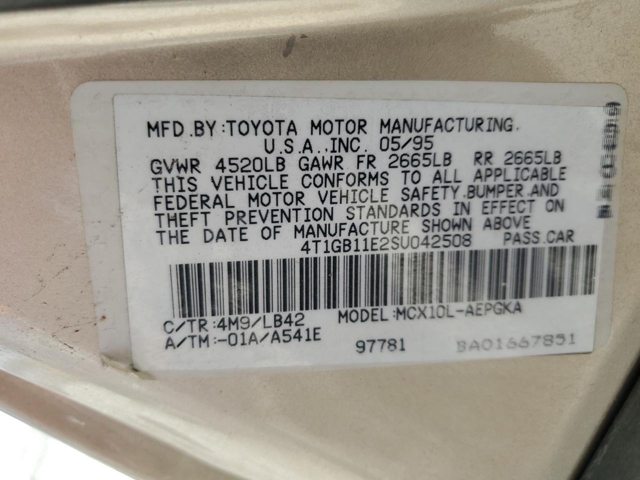 4T1GB11E2SU042508 1995 Toyota Avalon Xls