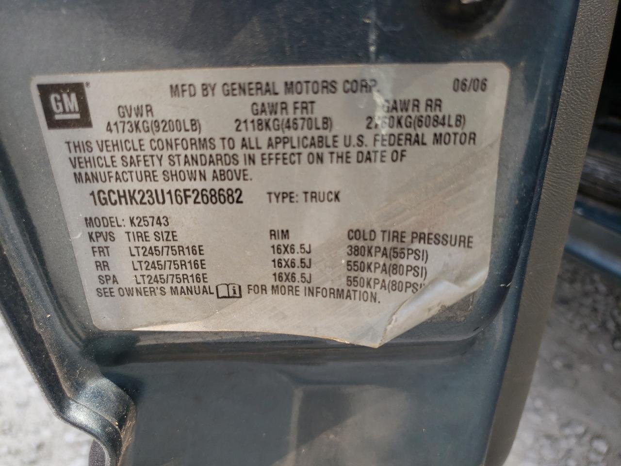 1GCHK23U16F268682 2006 Chevrolet Silverado K2500 Heavy Duty