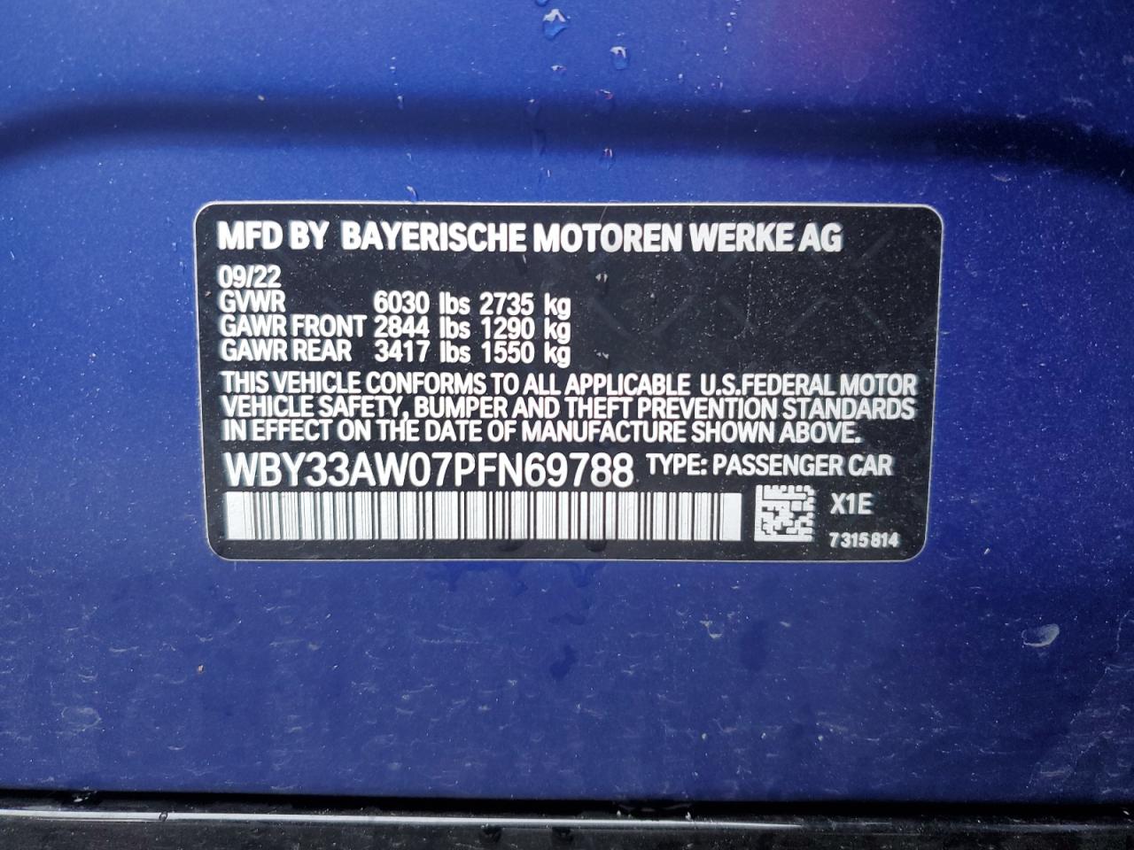 WBY33AW07PFN69788 2023 BMW I4 M50