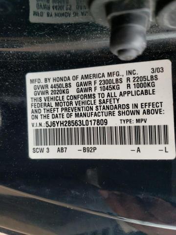 2003 Honda Element Ex VIN: 5J6YH28563L017809 Lot: 53637334