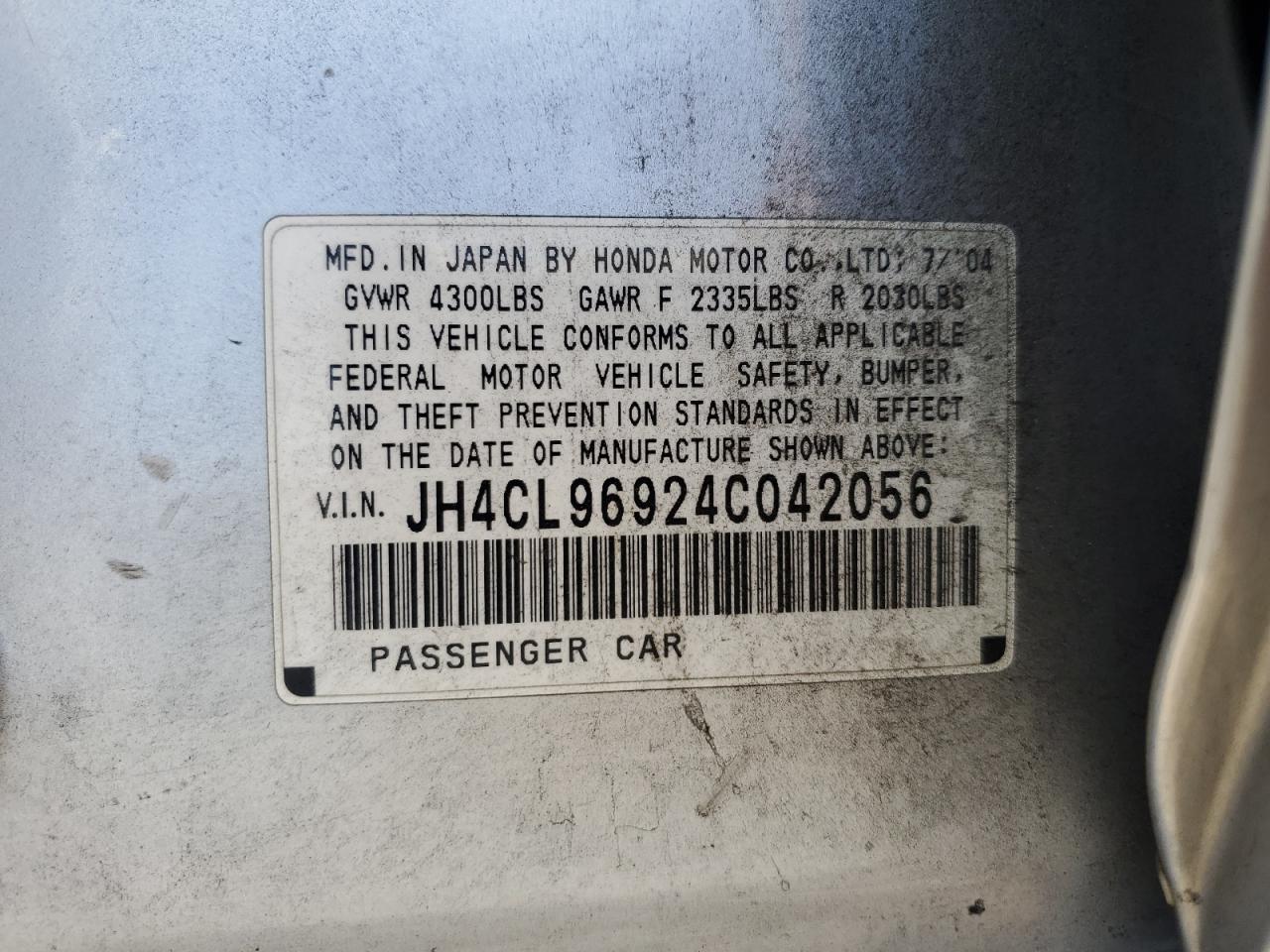 JH4CL96924C042056 2004 Acura Tsx