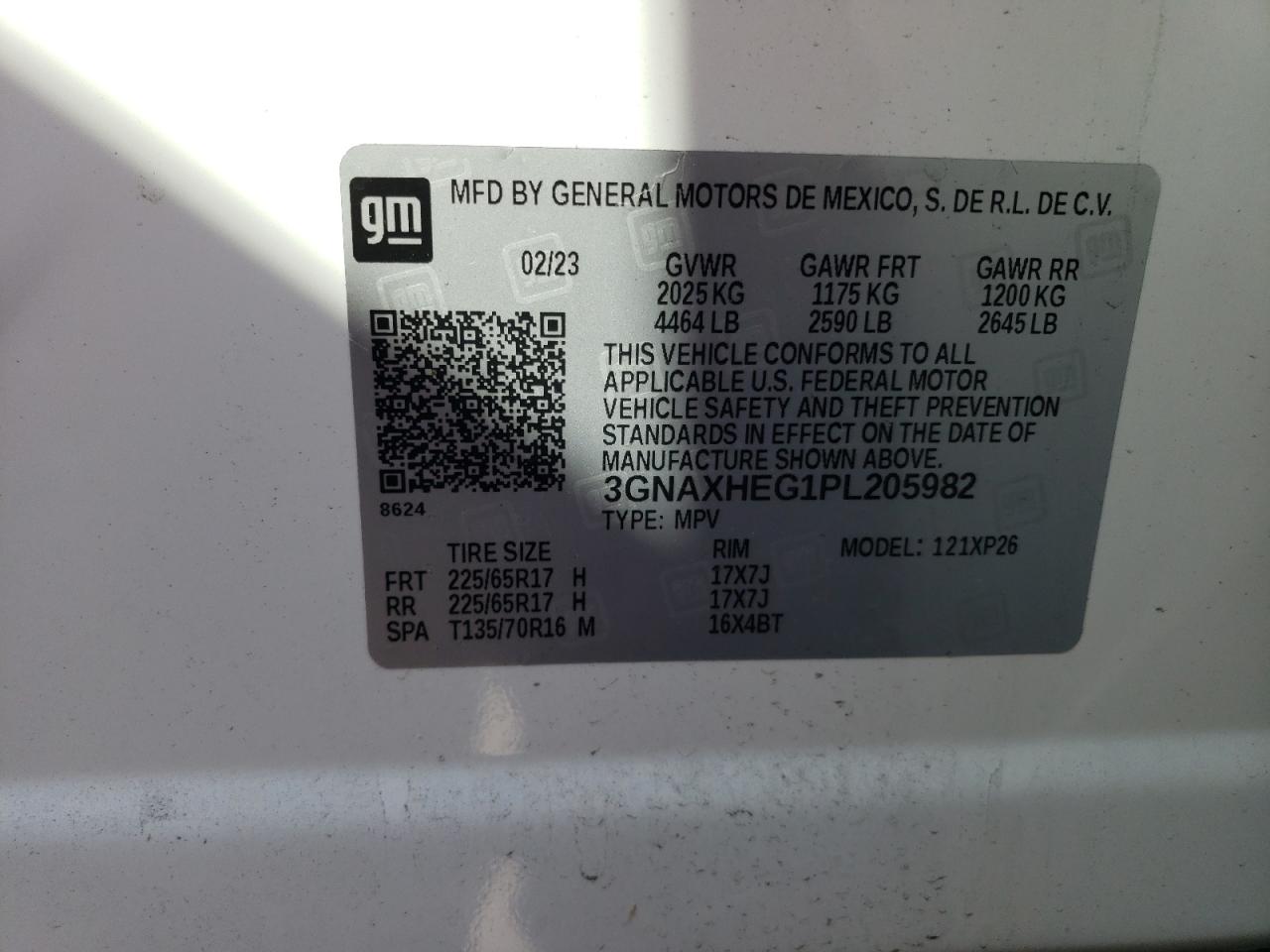 3GNAXHEG1PL205982 2023 Chevrolet Equinox Ls