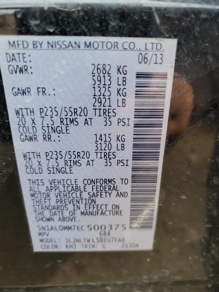 5N1AL0MM7EC500375 2014 Infiniti Qx60