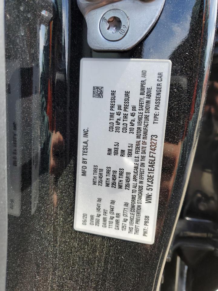 5YJ3E1EA6LF743273 2020 Tesla Model 3