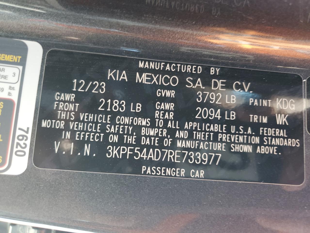 3KPF54AD7RE733977 2024 Kia Forte Gt Line