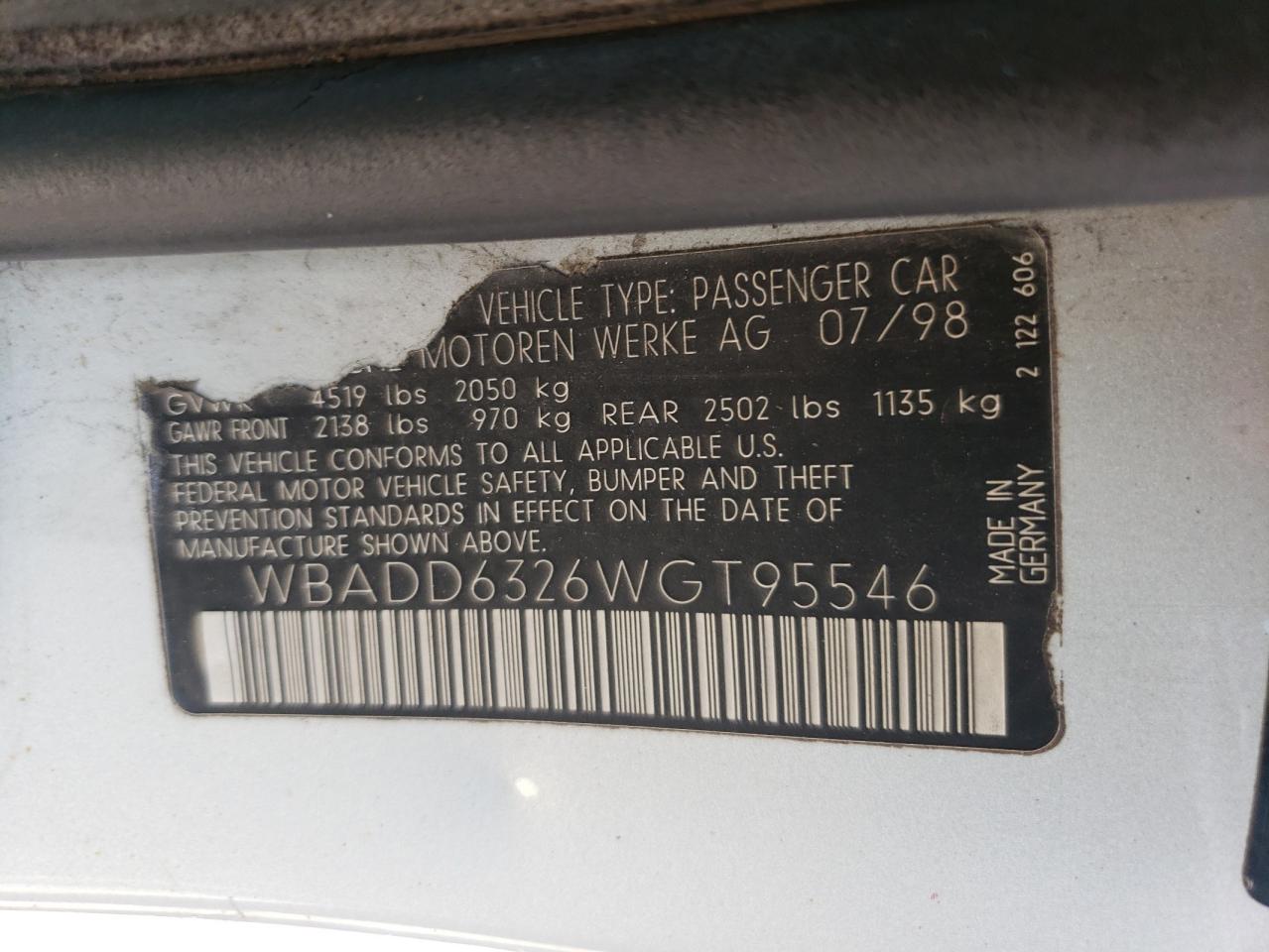 WBADD6326WGT95546 1998 BMW 528 I Automatic