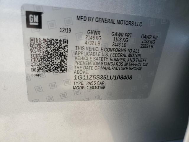 2020 Chevrolet Impala Lt VIN: 1G11Z5S35LU108408 Lot: 57044044