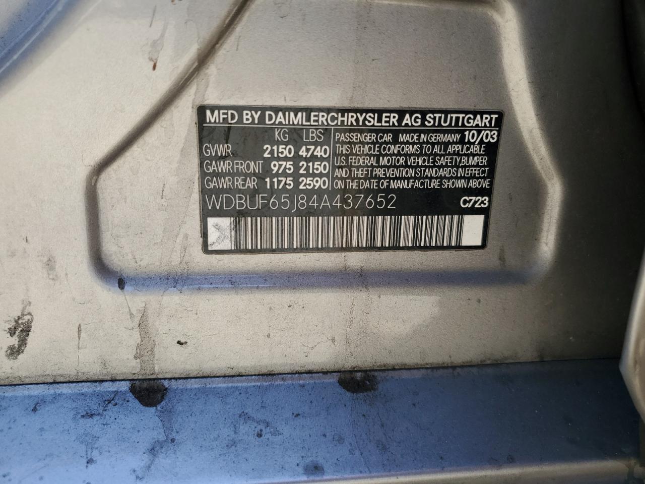 WDBUF65J84A437652 2004 Mercedes-Benz E 320