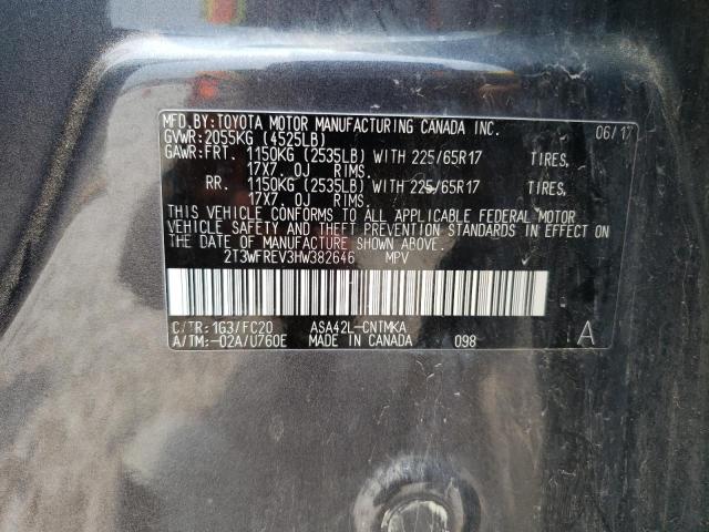 2017 Toyota Rav4 Xle VIN: 2T3WFREV3HW382646 Lot: 55688084