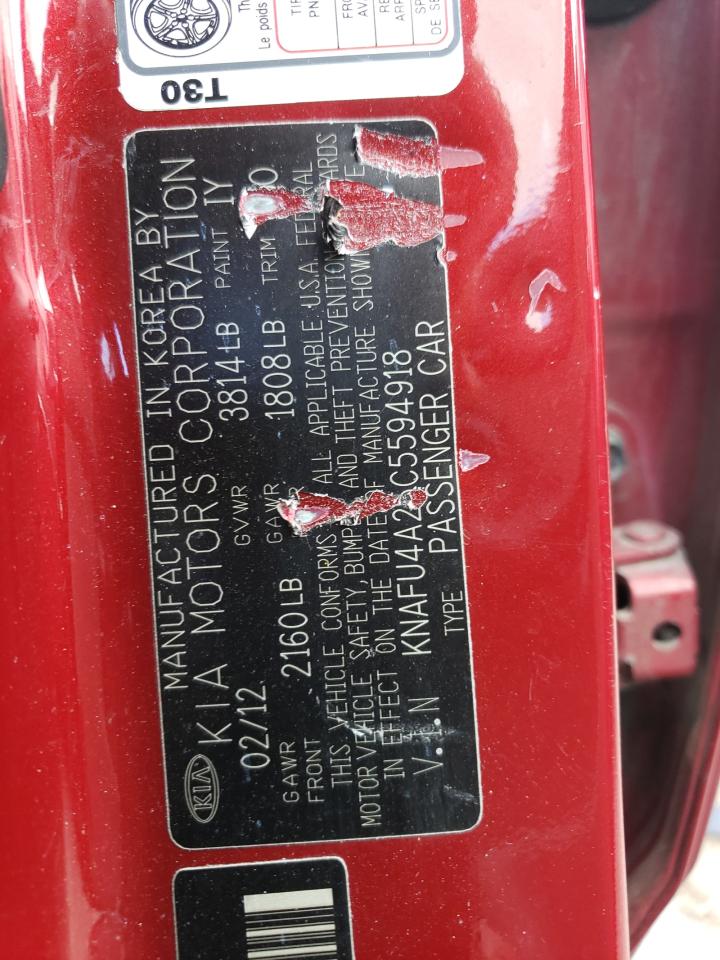 KNAFU4A25C5594918 2012 Kia Forte Ex