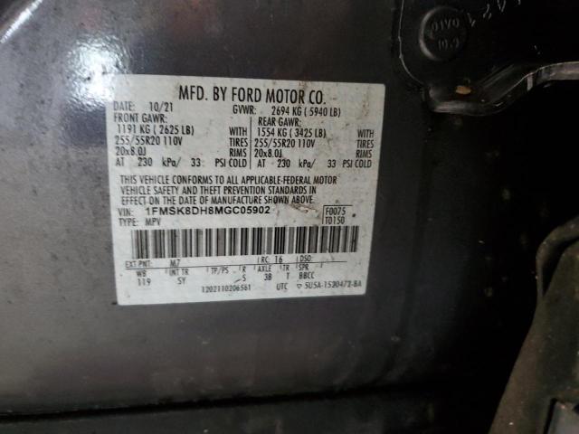 2021 Ford Explorer Xlt VIN: 1FMSK8DH8MGC05902 Lot: 54950134