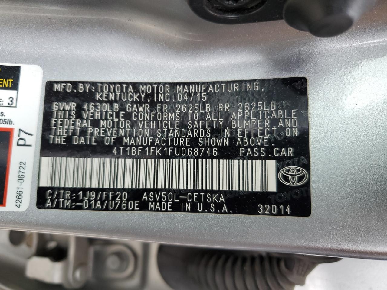 4T1BF1FK1FU068746 2015 Toyota Camry Le