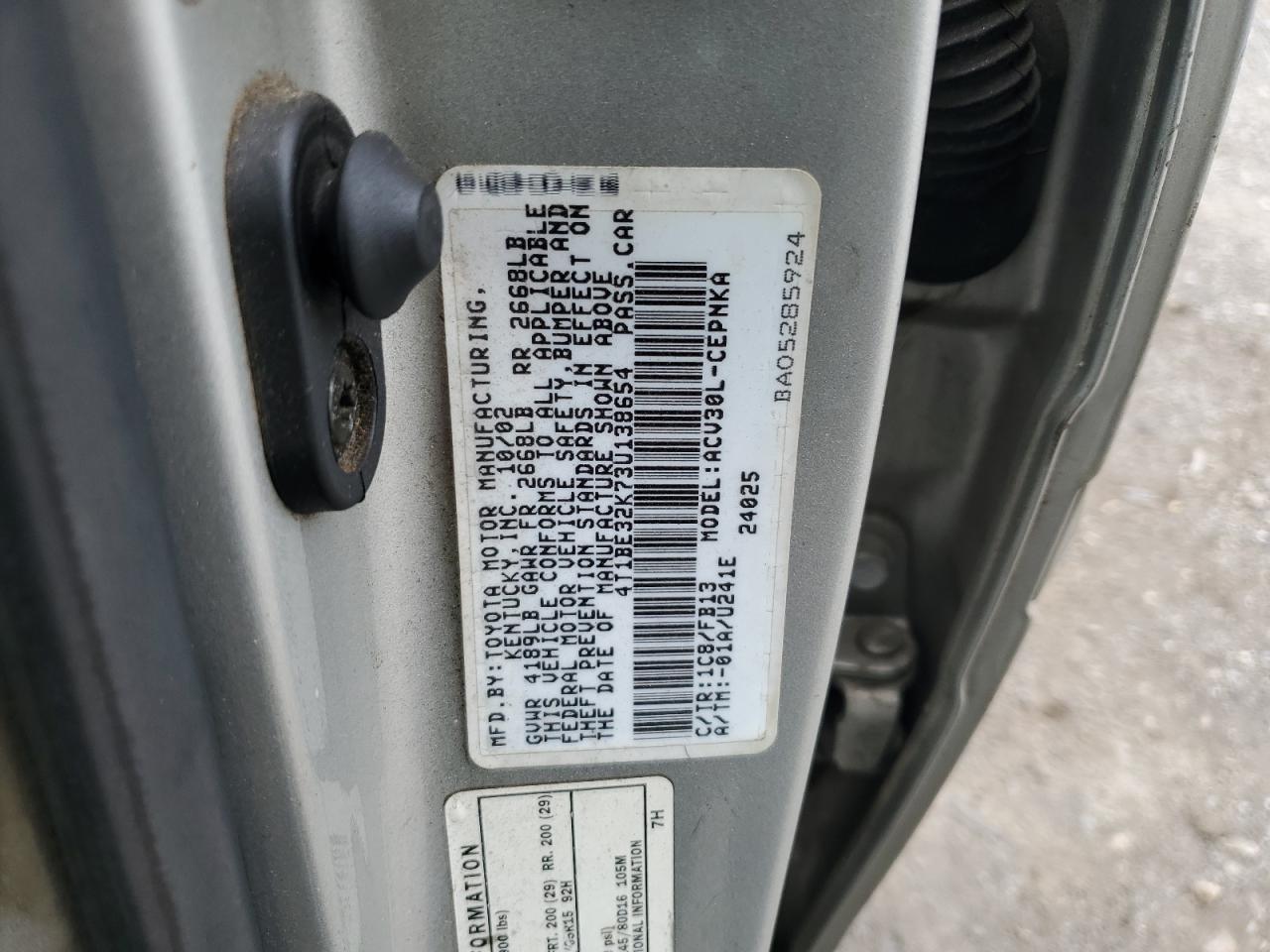 4T1BE32K73U138654 2003 Toyota Camry Le