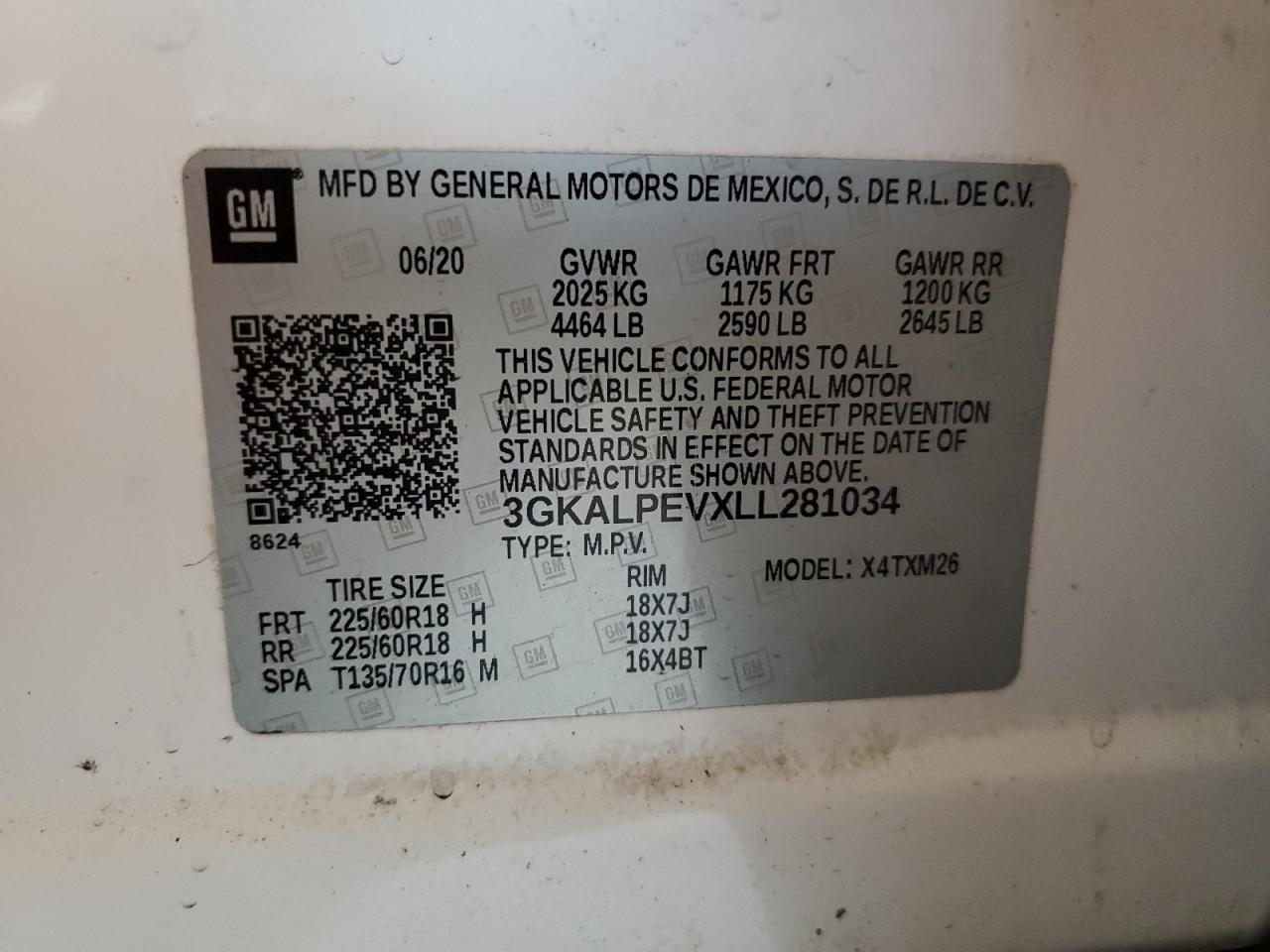 3GKALPEVXLL281034 2020 GMC Terrain Slt