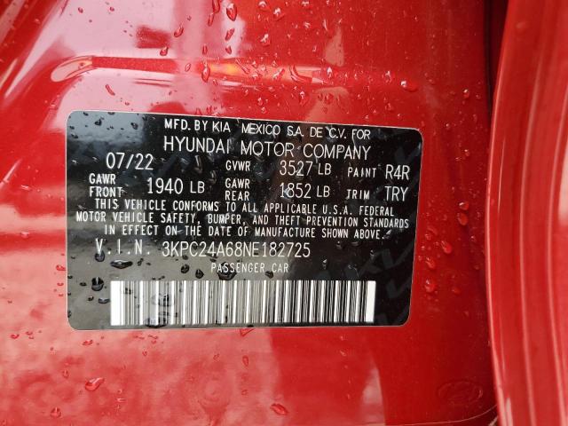 2022 Hyundai Accent Se VIN: 3KPC24A68NE182725 Lot: 53893024