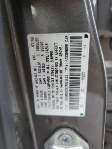 2007 Honda Accord Ex VIN: 1HGCM567X7A000452 Lot: 54684114