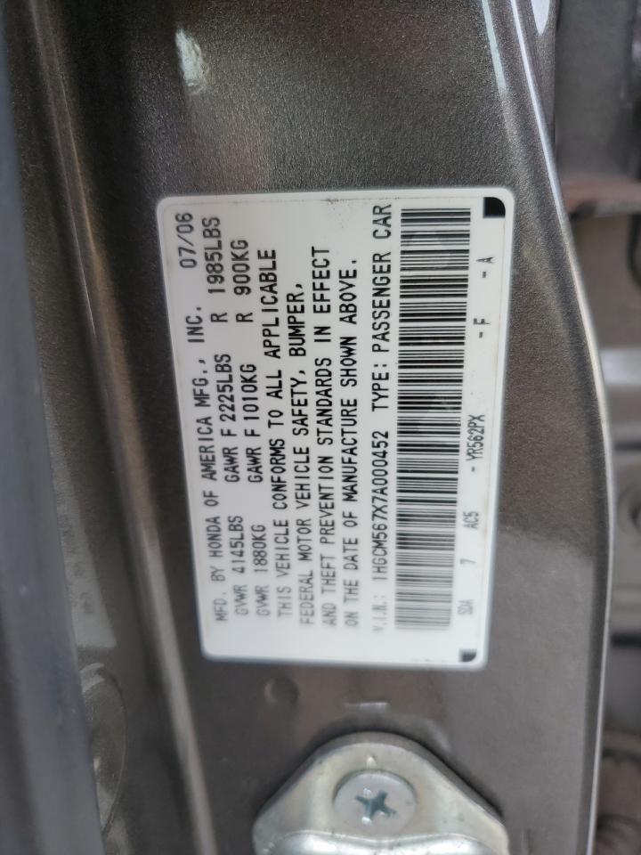 1HGCM567X7A000452 2007 Honda Accord Ex