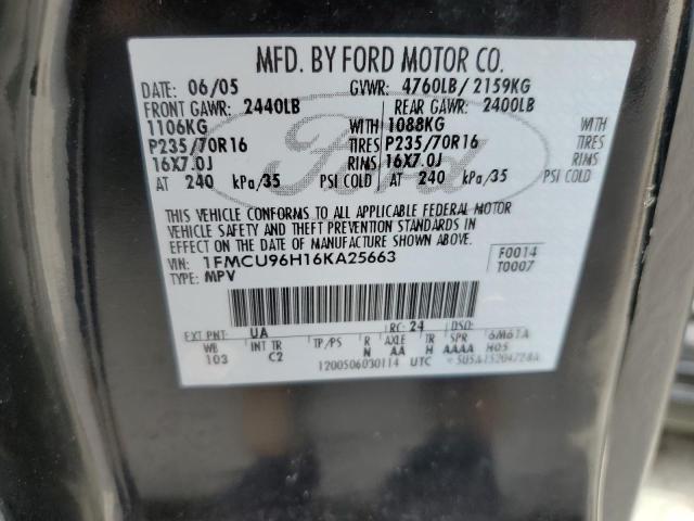 2006 Ford Escape Hev VIN: 1FMCU96H16KA25663 Lot: 53461264