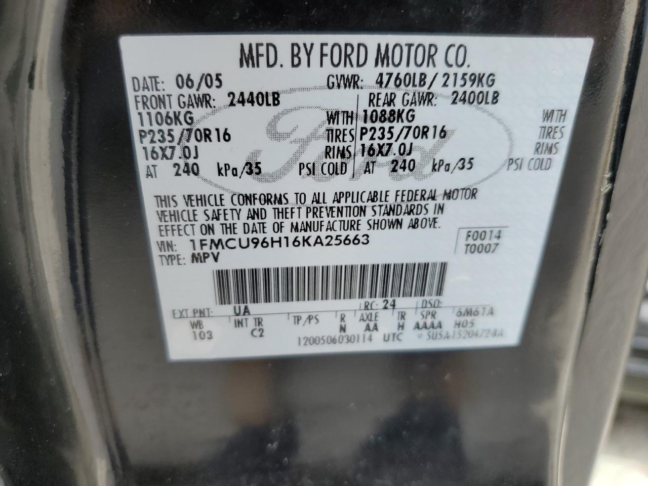 1FMCU96H16KA25663 2006 Ford Escape Hev