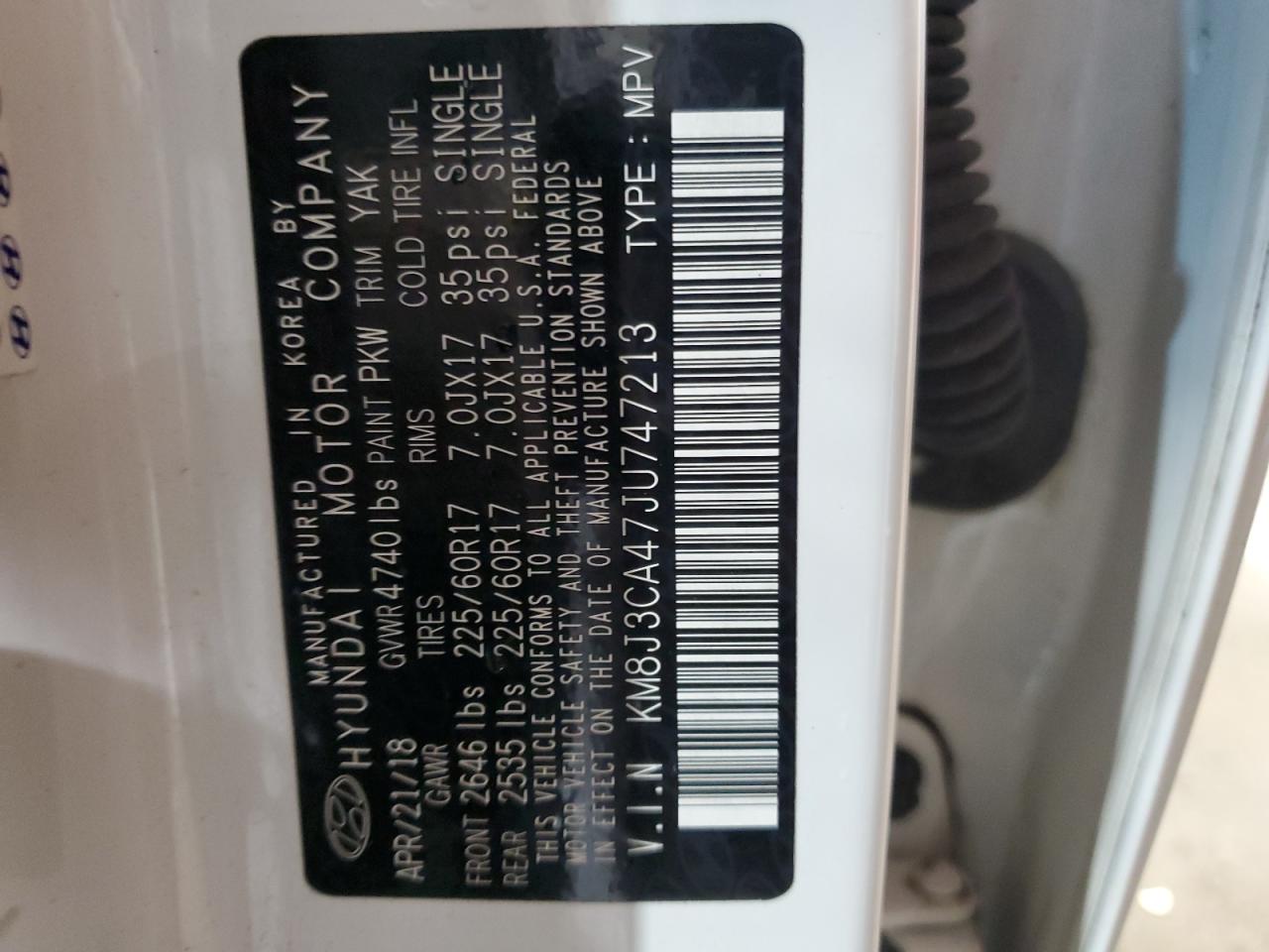 KM8J3CA47JU747213 2018 Hyundai Tucson Sel