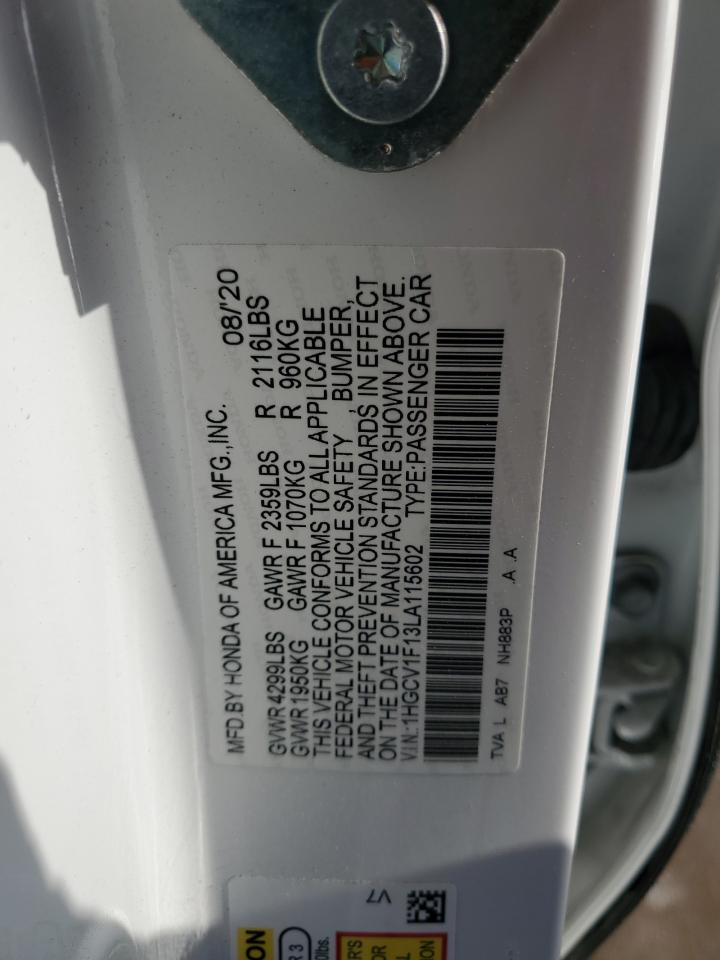 2020 Honda Accord Lx vin: 1HGCV1F13LA115602