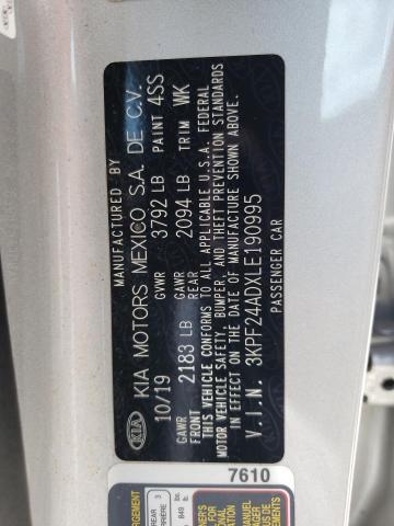 2020 Kia Forte Fe VIN: 3KPF24ADXLE190995 Lot: 55513364