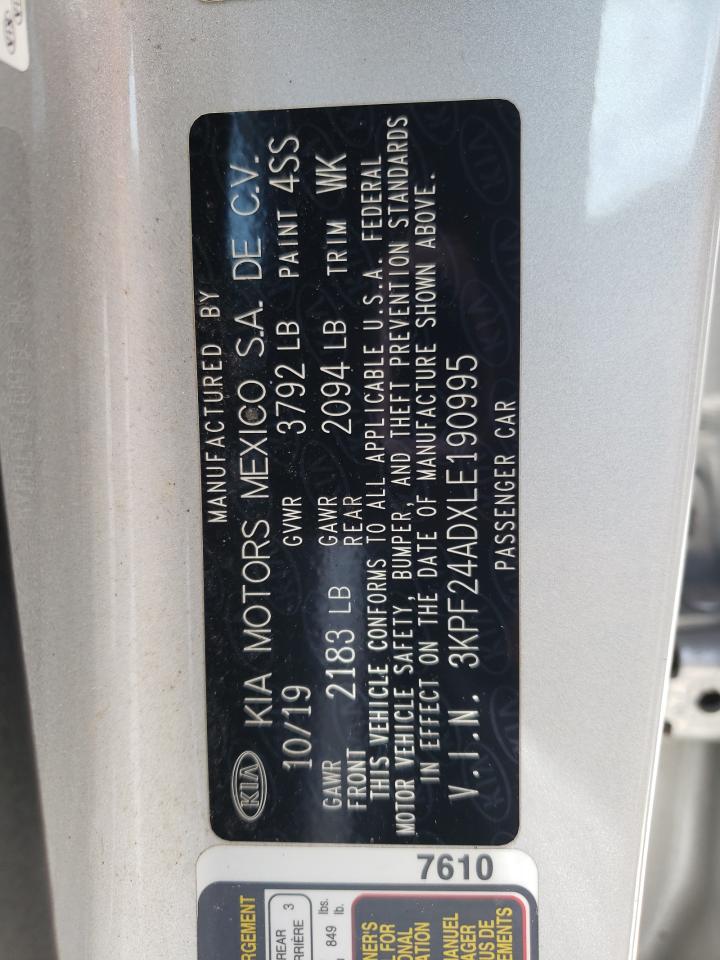 3KPF24ADXLE190995 2020 Kia Forte Fe