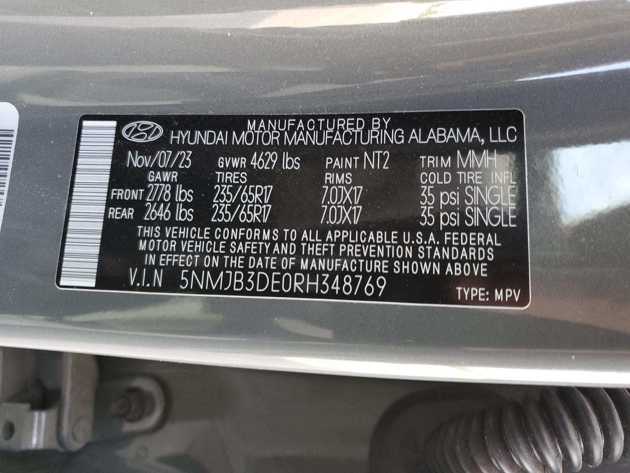 5NMJB3DE0RH348769 2024 Hyundai Tucson Sel