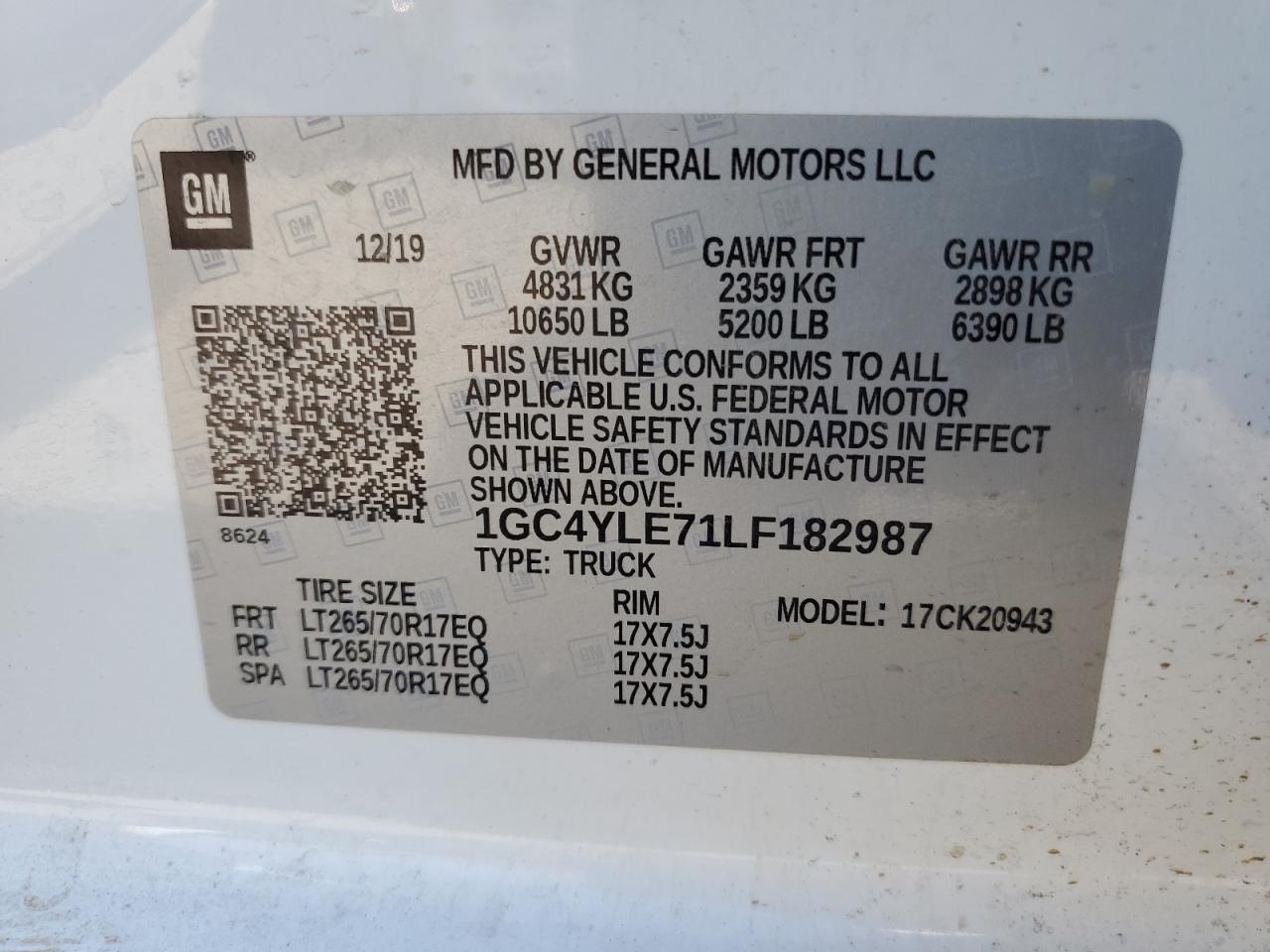 1GC4YLE71LF182987 2020 Chevrolet Silverado K2500 Heavy Duty