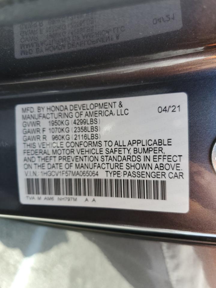1HGCV1F57MA065064 2021 Honda Accord Exl