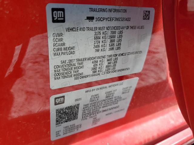 2021 Chevrolet Silverado K1500 Trail Boss Custom VIN: 1GCPYCEF3MZ320422 Lot: 56867284