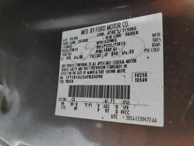 2004 Ford Ranger VIN: 1FTYR10U54PB35098 Lot: 56346404