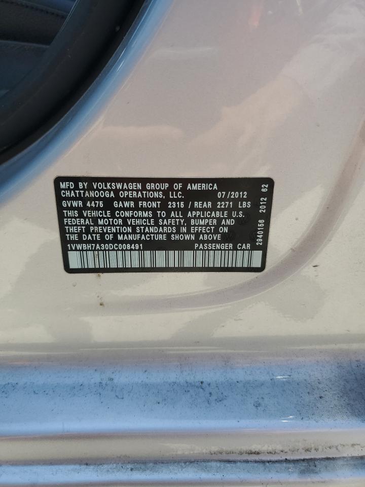 1VWBH7A30DC008491 2013 Volkswagen Passat Se