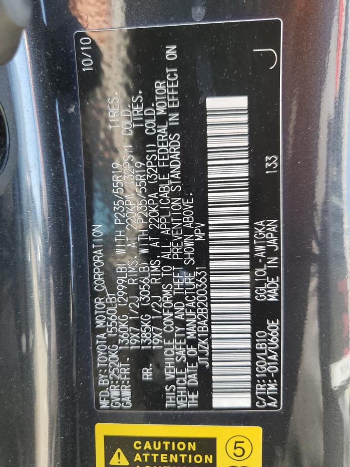 JTJZK1BA2B2003631 2011 Lexus Rx 350