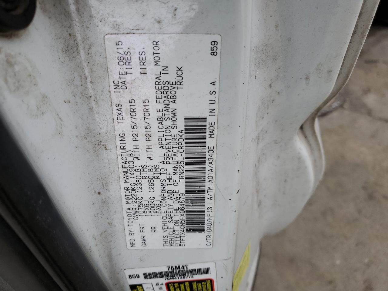 5TFTX4CN5FX064879 2015 Toyota Tacoma Access Cab