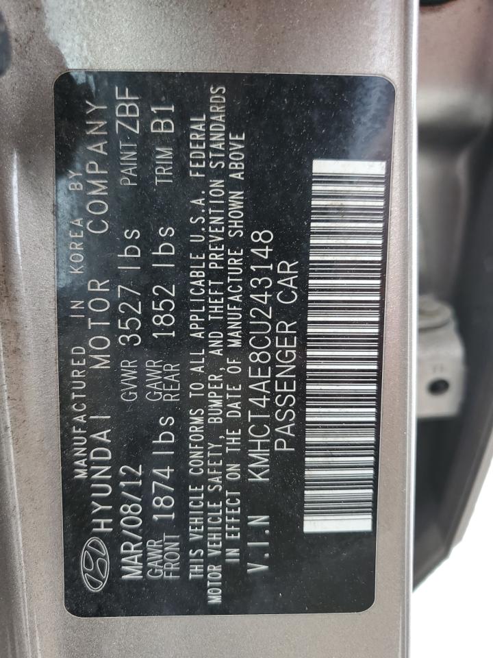 KMHCT4AE8CU243148 2012 Hyundai Accent Gls