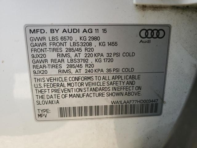 2017 Audi Q7 Premium Plus VIN: WA1LAAF77HD003447 Lot: 56066854