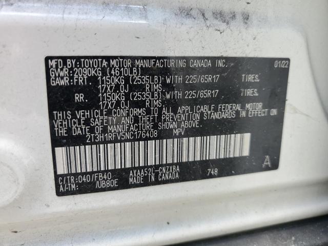 2022 Toyota Rav4 Le VIN: 2T3H1RFV5NC176408 Lot: 53072174