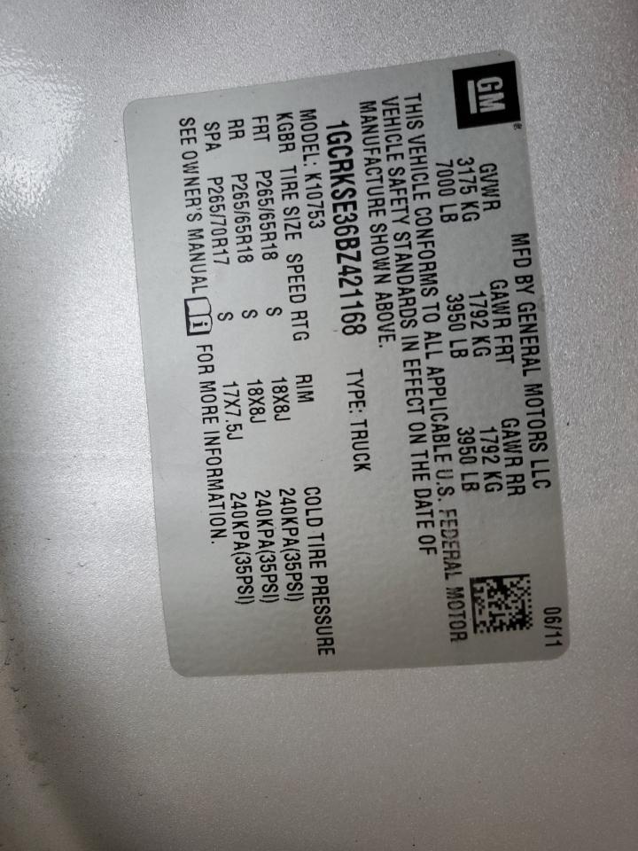 1GCRKSE36BZ421168 2011 Chevrolet Silverado K1500 Lt