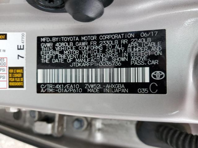 2017 Toyota Prius Prime VIN: JTDKARFP1H3035736 Lot: 55404504