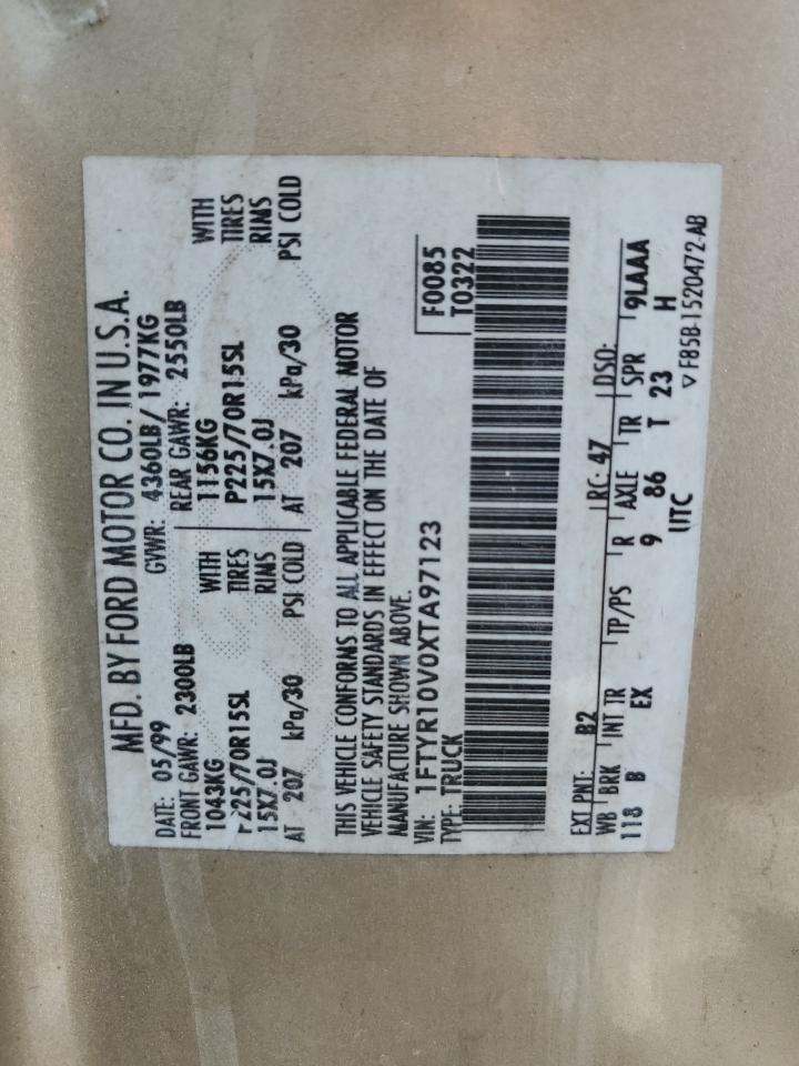 1FTYR10V0XTA97123 1999 Ford Ranger