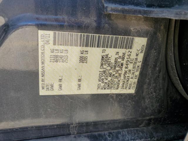 2011 Nissan Maxima S VIN: 1N4AA5AP9BC849562 Lot: 55746884